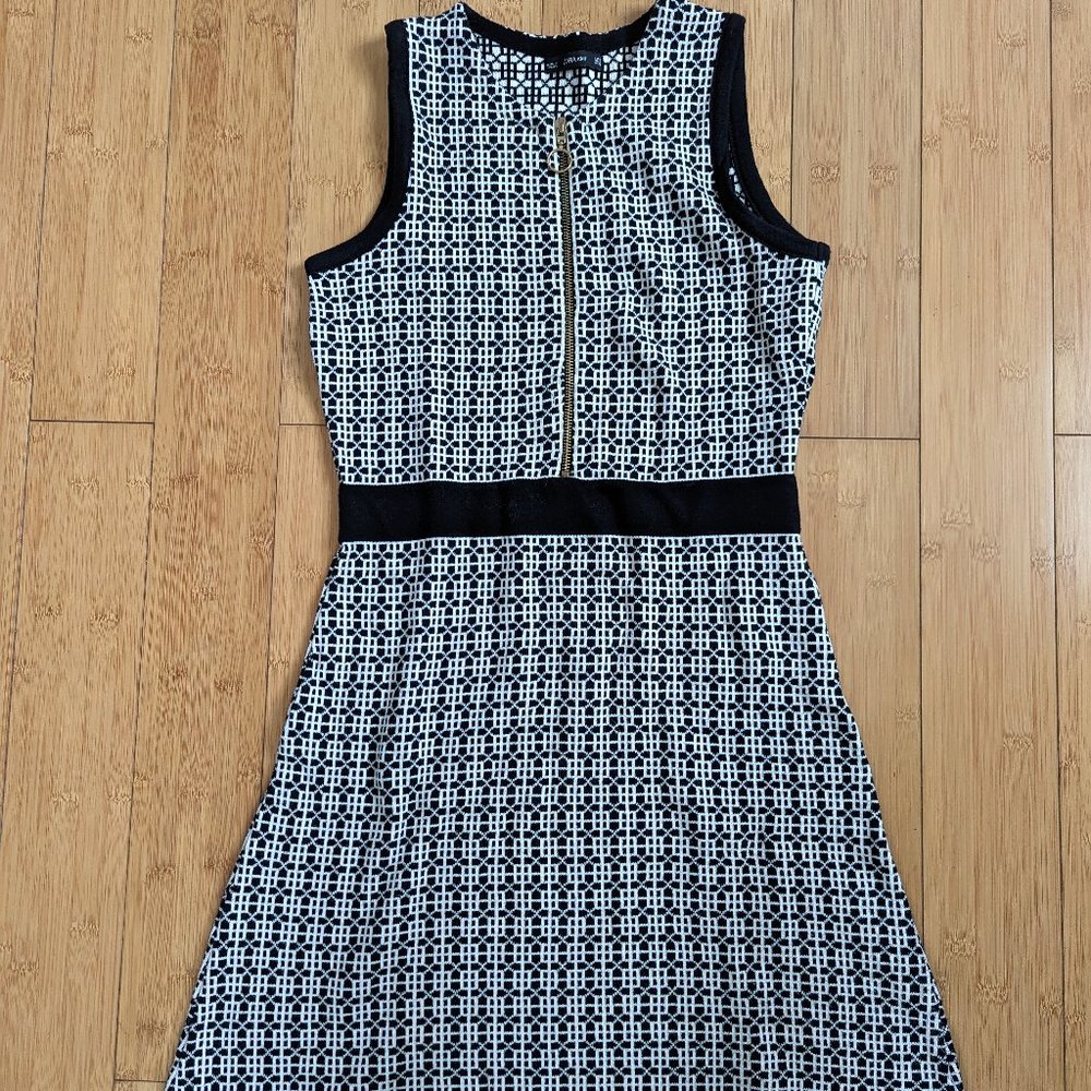 Zara knit dress black & white tile pattern NWOT sz S